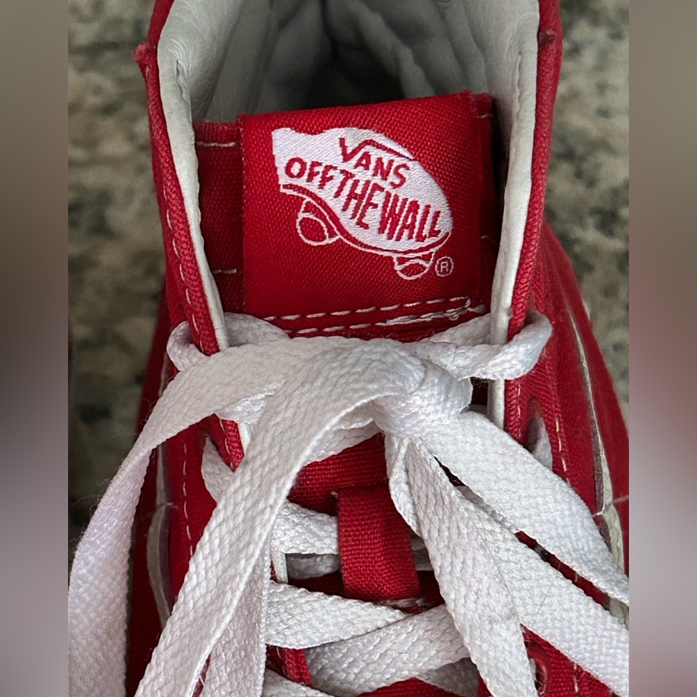 Vans Old Skool Red Hi-Top SK8 Sneakers Shoes Unisex Mens 7 Womens 8.5 - Picture 6 of 12